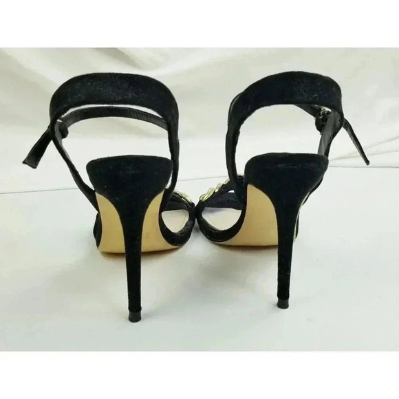 Zara Basic Collection Size 37 (US 6.5-7) Womens Black Suede Ankle Strap Open Toe - Picture 12 of 12